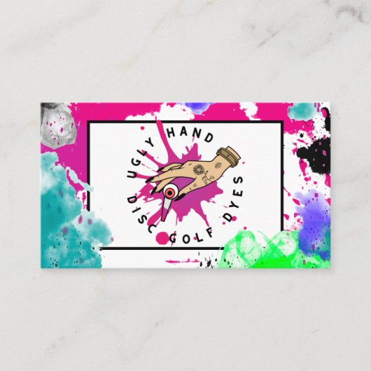 Carte de visite rose Paint Splatter (Devant)