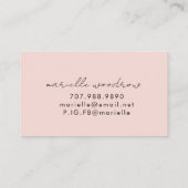 Carte de visite rose pâle à monogramme script mini (Dos)