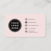 Carte de visite Rose Pâle avec Code QR Photo (Dos)