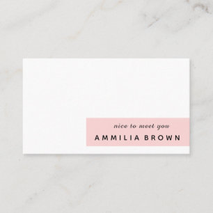 Carte De Visite Rose pâle Design minimaliste féminin moderne
