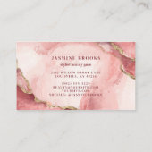 Carte De Visite Rose Pâle et Marbre Doré Chic Aquarelle  (Dos)