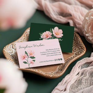 Carte De Visite Rose Pâle Floral Botanique Féminin Élégant Féminin
