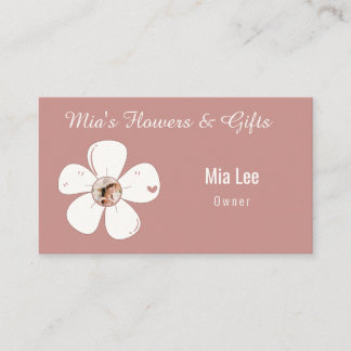 Carte De Visite Rose Pâle Floral | Boutique de Fleurs Sur Mesure |