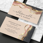 Carte De Visite Rose Pâle Gris Or