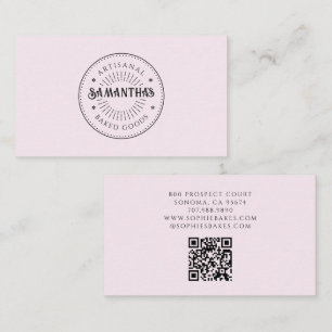 Carte de visite Rose Pâle Logo Boulangerie Baker