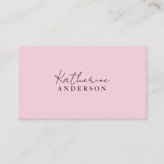 Carte De Visite Rose Pâle Minimaliste (Devant)