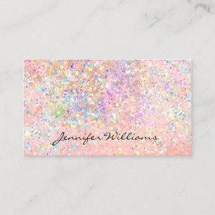 Carte De Visite Rose Pâle Pastel Élégant Paillettes Holographiques