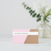 Carte De Visite Rose papier Kraft imprimé moderne blanc géométriqu (Debout devant)