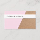 Carte De Visite Rose papier Kraft imprimé moderne blanc géométriqu (Devant)
