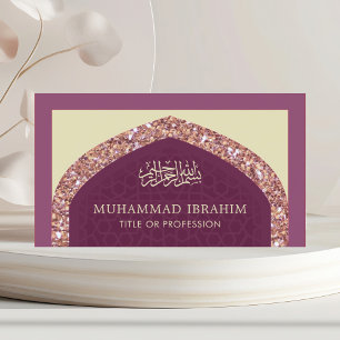 Carte De Visite Rose Parties scintillant d'or style arabe musulman