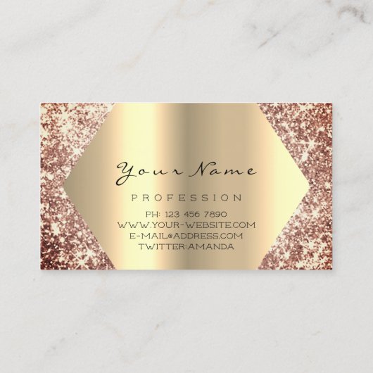 Carte De Visite Rose Parties scintillant maquillage Coiffeur Monog (Dos)