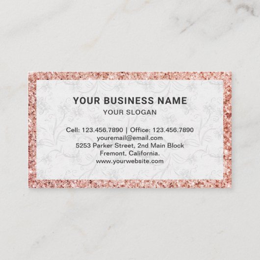 Carte De Visite Rose Parties scintillant or Chocolat Drives boulan (Dos)