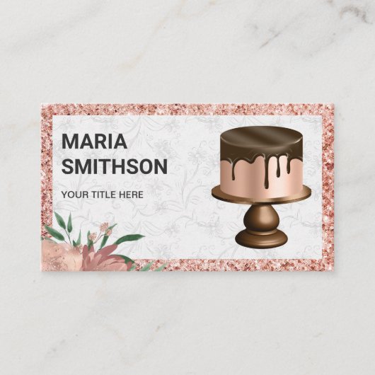 Carte De Visite Rose Parties scintillant or Chocolat Drives boulan (Devant)