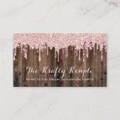 Carte De Visite Rose Parties scintillant or Drives Rustique Bois A (Devant)