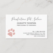 Carte De Visite Rose Parties scintillant or Empreintes de pattes r (Dos)