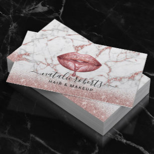Carte De Visite Rose Parties scintillant or en marbre Lèvres Artis