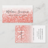 Carte De Visite Rose Parties scintillant or étincelle Monogramme é (Devant / Derrière)