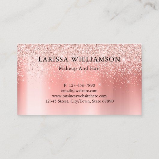 Carte De Visite Rose Parties scintillant or Eyelash Extensions Maq (Dos)