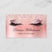 Carte De Visite Rose Parties scintillant or Eyelash Extensions Maq (Devant)