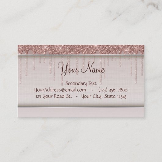 Carte De Visite Rose Parties scintillant or Lecteurs liquides (Devant)