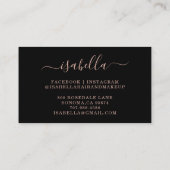 Carte De Visite Rose Parties scintillant or maquillage Artiste Car (Dos)