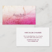 Carte De Visite Rose Parties scintillant rose Faux Marbre maquilla (Devant / Derrière)