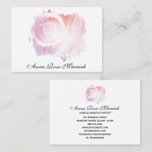 *~* Carte de visite Rose pastel abstrait (Devant / Derrière)