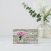 Carte De Visite rose paysanne rustique mariage pot en verre (Debout devant)