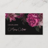 Carte De Visite Rose Peine Fleur Noir (Devant)