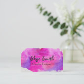 Carte de visite rose personnalisé d'aquarelle (Debout devant)