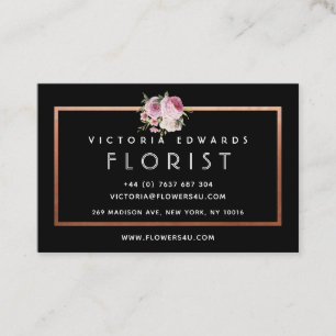 Carte de visite rose personnalisé de fleuriste