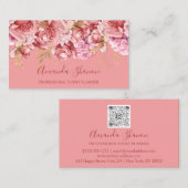 Carte De Visite Rose Pink Flowers Event Planner QR CODE (Devant / Derrière)