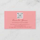 Carte De Visite Rose Pink Flowers Event Planner QR CODE (Dos)