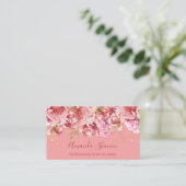 Carte De Visite Rose Pink Flowers Event Planner QR CODE (Debout devant)