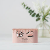 Carte De Visite Rose Pink Gold Eyelashes Dripping Glitter (Debout devant)