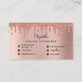Carte De Visite Rose Pink Gold Eyelashes Dripping Glitter (Dos)