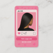 Carte de visite rose pour coiffeur avec code QR po (Dos)