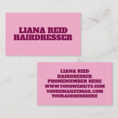 Carte de visite rose pour femmes (Devant / Derrière)