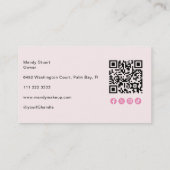 Carte de visite rose pour maquilleuse avec code QR (Dos)