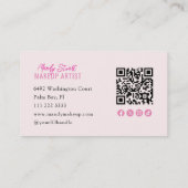 Carte de visite rose pour maquilleuse avec QR code (Dos)
