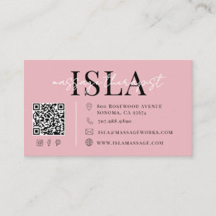 Carte de visite rose pour thérapeute de massage
