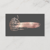 Carte De Visite Rose professionnel Gold Brush Stroke Cupcake (Devant)