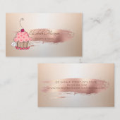 Carte De Visite Rose professionnel Gold Brush Stroke Cupcake (Devant / Derrière)