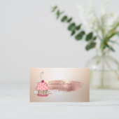Carte De Visite Rose professionnel Gold Brush Stroke Cupcake (Debout devant)