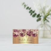Carte De Visite Rose professionnel Gold Flowers Drip QR CODE Logo (Debout devant)