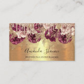 Carte De Visite Rose professionnel Gold Flowers Drip QR CODE Logo (Devant)