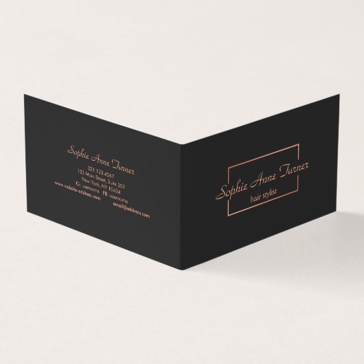 Carte De Visite Rose professionnel Gold Frame sur gris foncé (Extérieur)