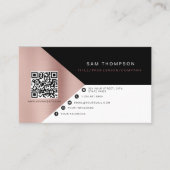 Carte De Visite Rose professionnel Gold Rose QR Code moderne (Devant)