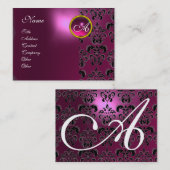 Carte De Visite ROSE PURPLE AMÉTHYST DOMMASK MONOGRAM, fuchsia (Devant / Derrière)
