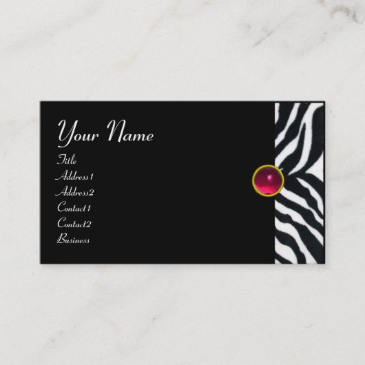 Carte De Visite ROSE, PURPLE BLACÉ ZEBRA FUR MONOGRAM fuchsia (Devant)